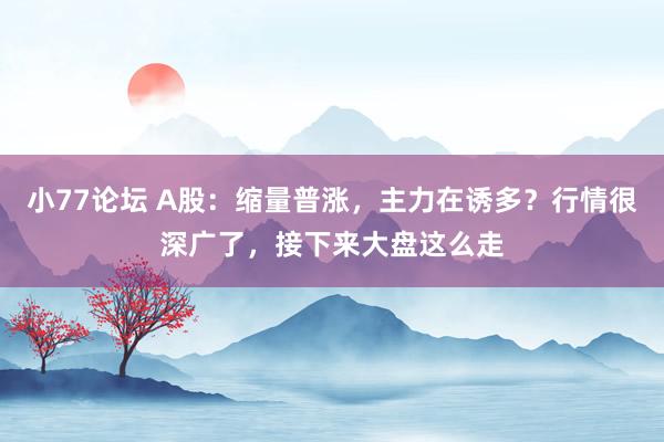 小77论坛 A股：缩量普涨，主力在诱多？行情很深广了，接下来大盘这么走