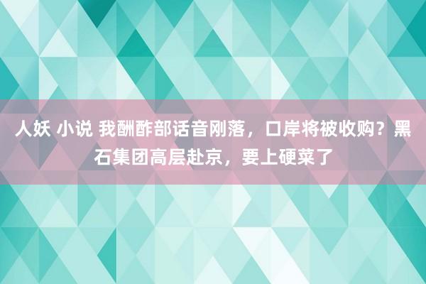 人妖 小说 我酬酢部话音刚落，口岸将被收购？黑石集团高层赴京，要上硬菜了