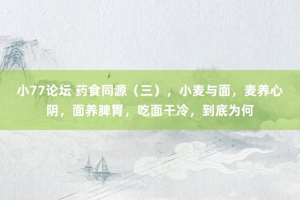小77论坛 药食同源（三），小麦与面，麦养心阴，面养脾胃，吃面干冷，到底为何